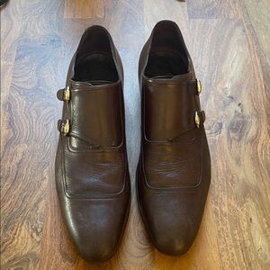 Gucci Men’s Brown Leather Double Monk Strap Shoes